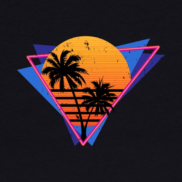 Distressed Retro Synthwave Inspired 80s Triangle Design by Brobocop